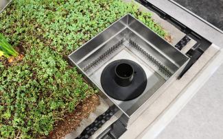 The “Stormwater Management Roof” specifically stores large quantities of water on the roof, allowing it to run off into the sewer system in a time delay, to prevent the threat of flooding. “Stormwater Management Roof” system build-up